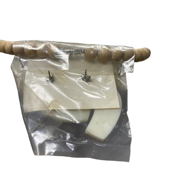 Vintage Pastel Rainbow Wood Bead Necklace Earrings Set - Picture 7 of 8